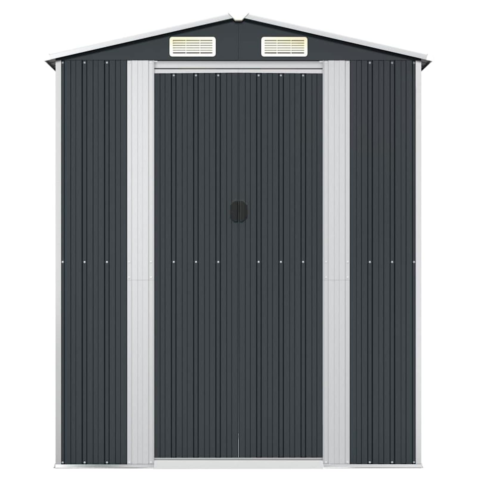 Gecheer Capanno da Giardino in Acciaio, Casetta Attrezzi con Porta in Acciaio Zintato, Antracite, 192x108x223 cm