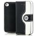 Produktbild Saxonia Tasche kompatibel mit Apple iPhone 4 4S Flip Case Hülle Schutzhülle Elegante Handytasche mit Kartenfach Standfunktion Schwarz-Weiß