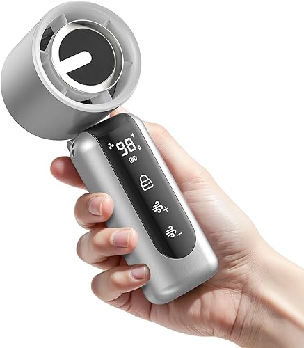 Mini ventilador portátil de mano, velocidad (1-100) ajustable Turbo ventilador personal, batería recargable de 4000 mAh, pantalla digital AI,
