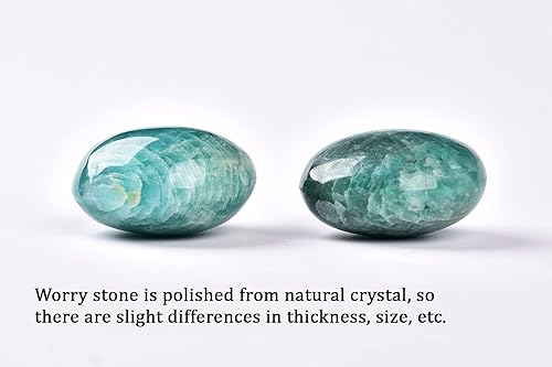 Miniatura 5 de AMOYSTONE 5 piezas de piedra de preocupación de apatita natural, cristal de palma, piedra curativa de cuarzo reiki para terapia de ansiedad, 1.6-2.2