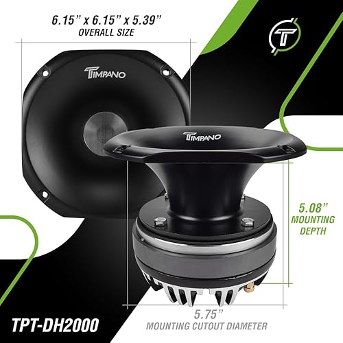 Miniatura 4 de Timpano TPT-DH2000 - Controlador de compresión de salida de 2 pulgadas + bocina de 450 vatios de potencia máxima 8 ohmios 109 dB Bocina de aluminio