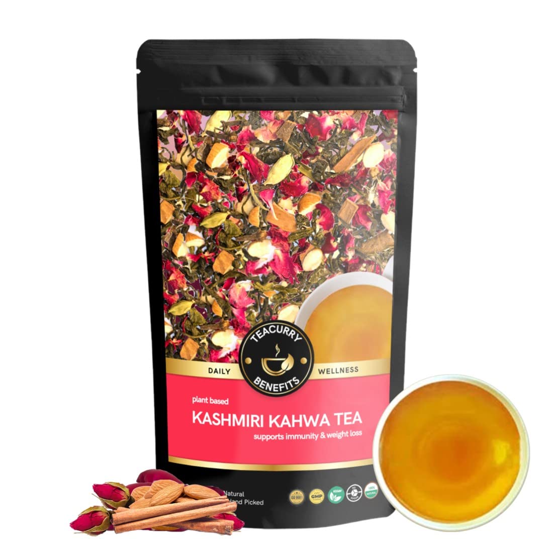 TEACURRY Kashmiri Kahwa Green Tea - 100 Grams Loose Tea | Almond, Rose, Cardamom, Cinnamon, Green Tea | Kashmiri Kahwa Green Tea Helps in Weight Loss, Immunity & Digestion (B08H29KJZL) Amazon Price History, Amazon Price Tracker