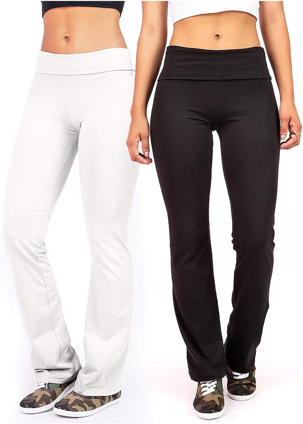 Ambiance Apparel Women's Juniors Foldover Yoga Pants Combo