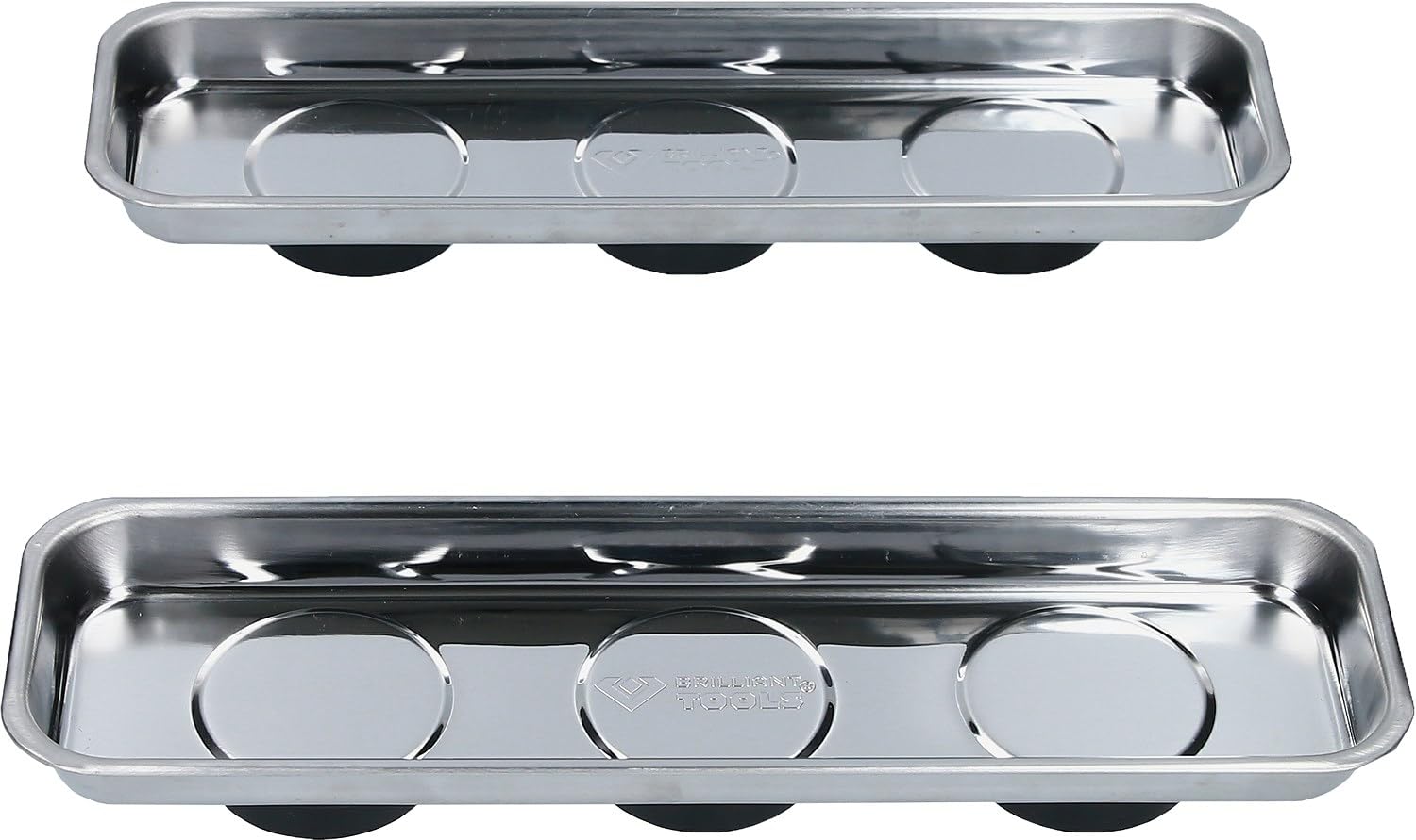 BRILLIANT TOOLS BT691155 Vassoio magnetico/vaschetta in acciaio inox 65 x 226 mm, 2 pz [Powered by KS TOOLS]