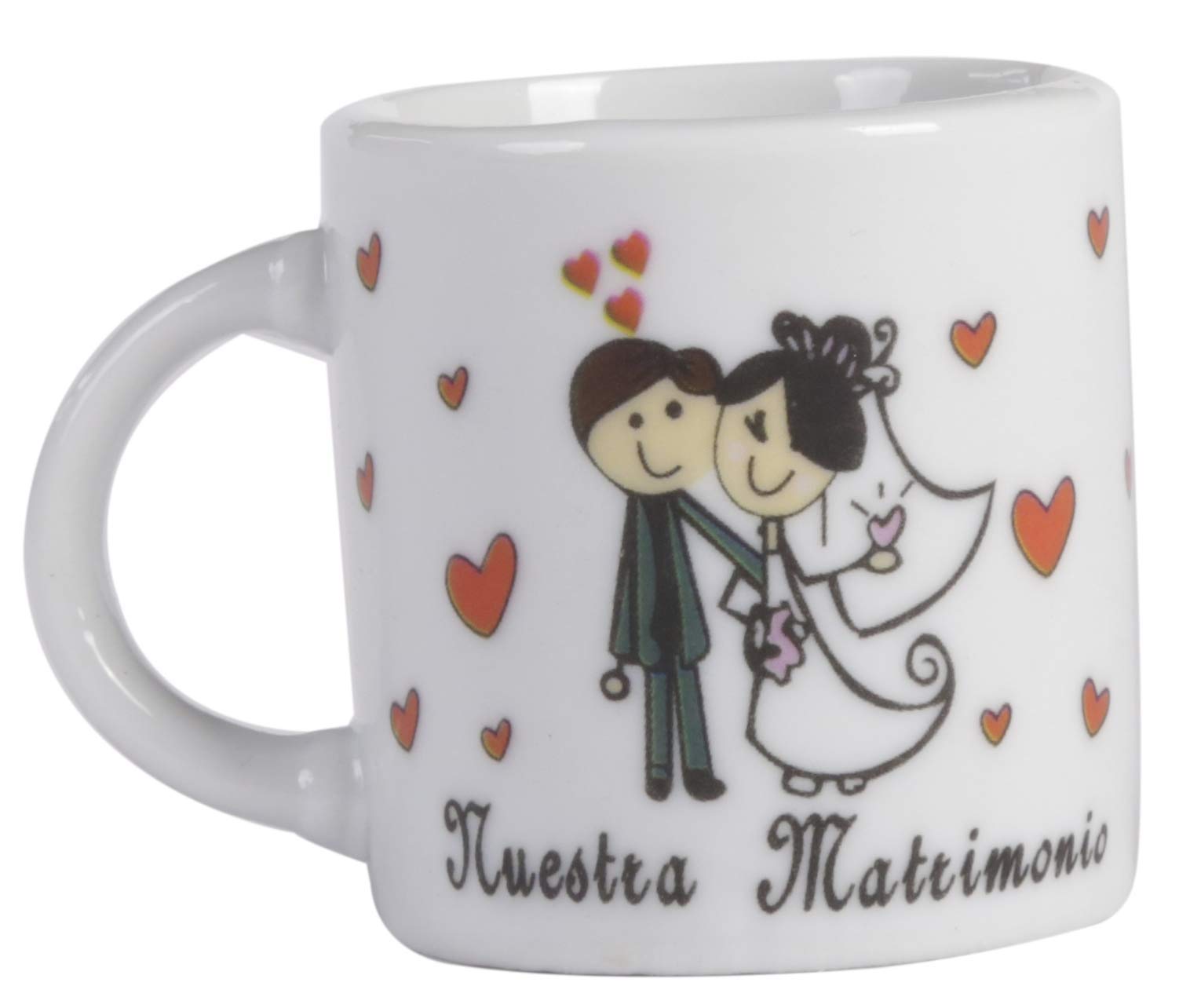 96-teiliges Set mit kleinen Sprüchen"Unsere Hochzeit" in Blisterverpackung aus Karton – originelle Tassen für Hochzeitsgäste.