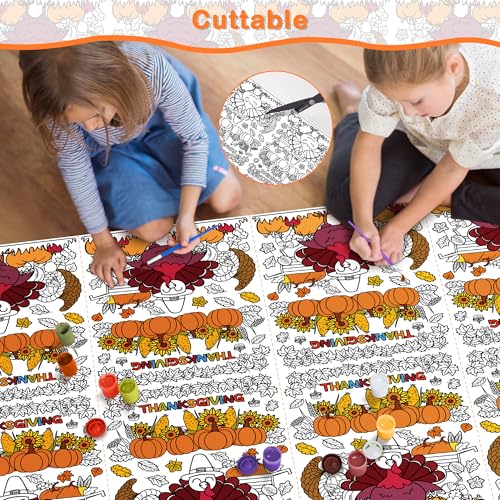 Image of OHOME Thanksgiving Coloring Tablecloth - Thanksgiving Decorations Table Decor - Friendsgiving Banner for Door Wall | Crafts Games for Kids,54 inch x 88 inch