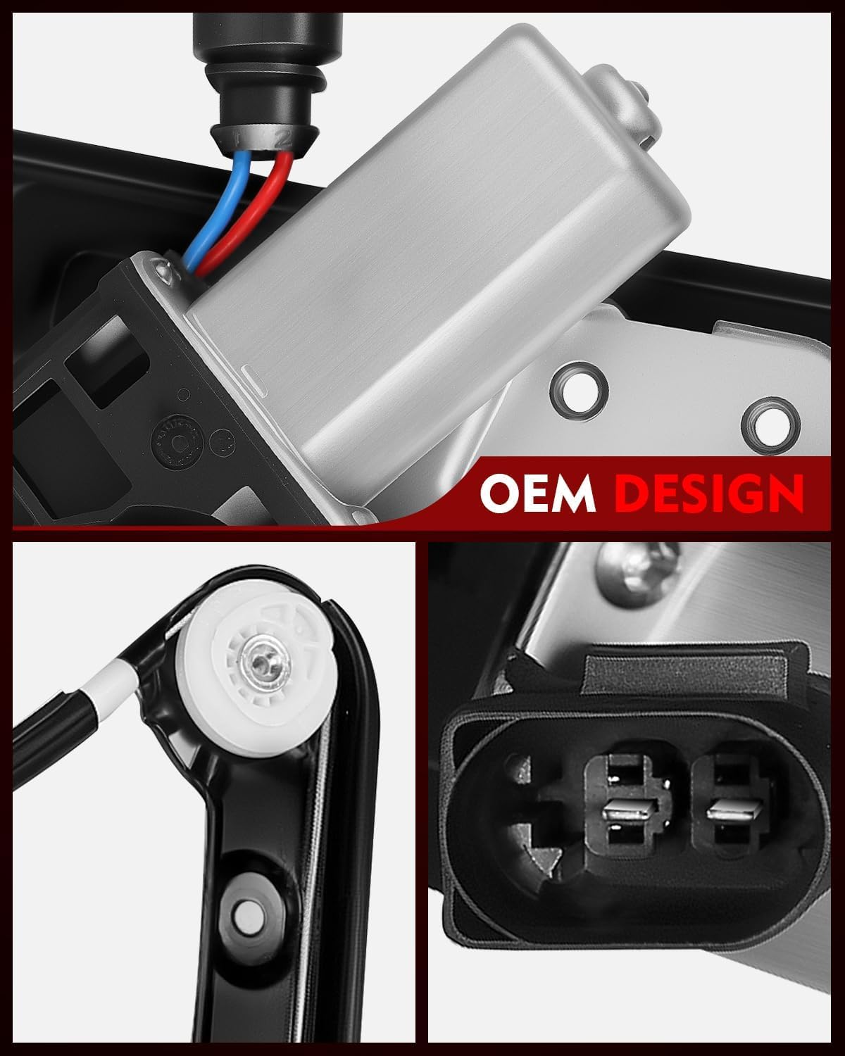 Front Left Driver Side Power Window Regulator with Motor for:-BMW E46 323I 1999-2000, 325I 2001-2005, 325Xi 2001-2005, 328I 1999-2000, 330I 2001-2005, 330Xi 2001-2005, 2 Pins Connector 741-484