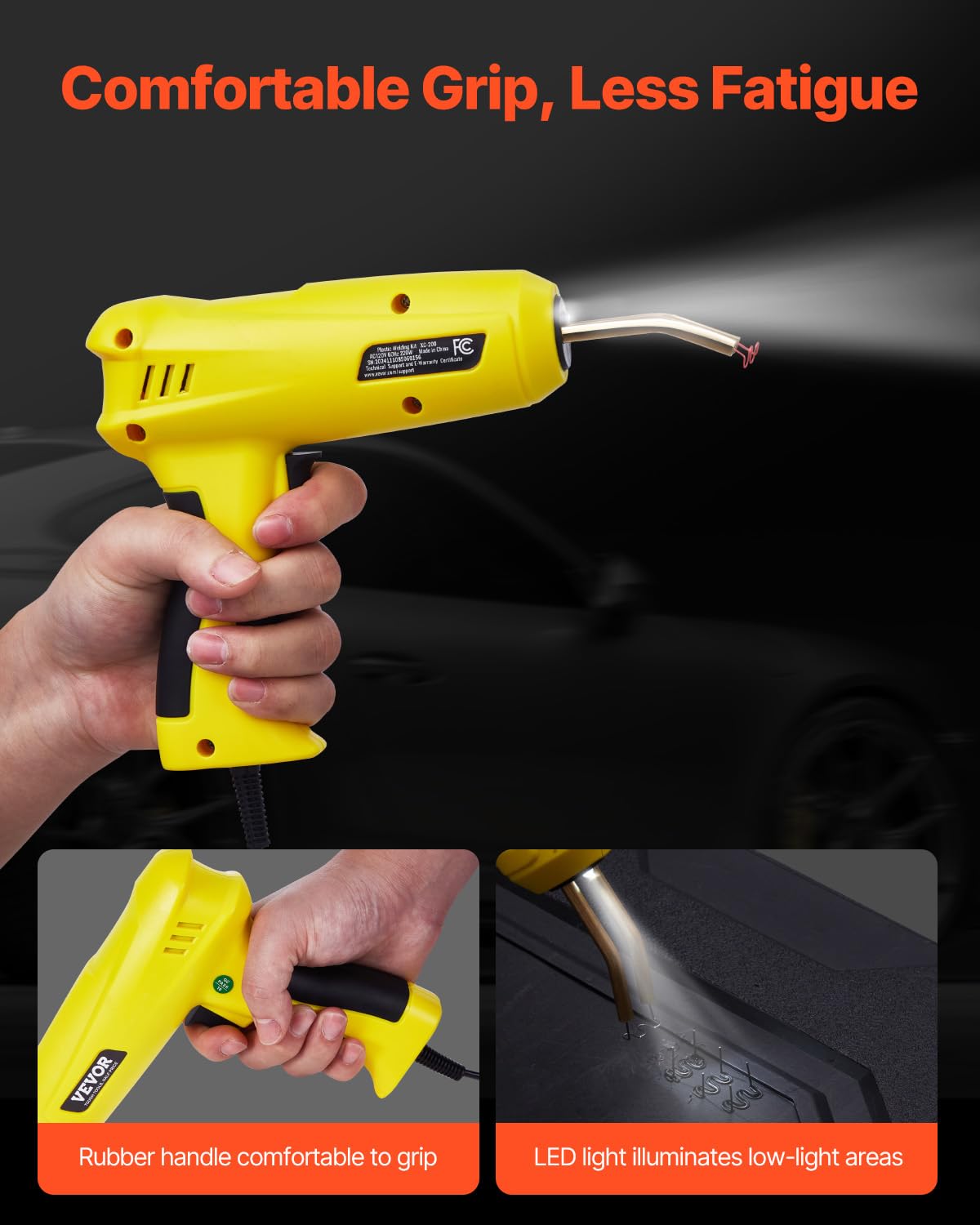 VEVOR Kunststoff Schweißgerät, 220 W Schweißpistole mit 1200 Heißklammern und 76 Schweißstäben, Kunststoff Reparatur Set mit LED-Licht, Tragetasche für Kajaks, Spielzeuge, Auto-Stoßstangenreparatur