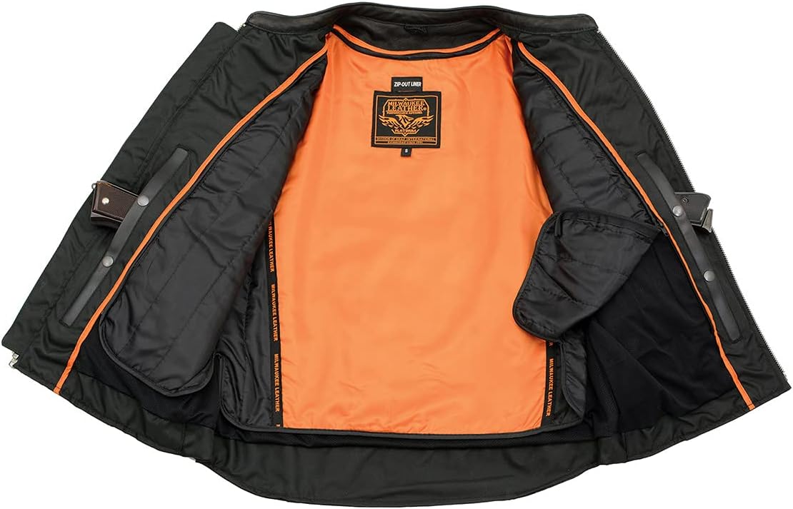 Milwaukee Leather MLM1525 Men's ‘Crossover’ Black Leather Lightweight MC Jacket