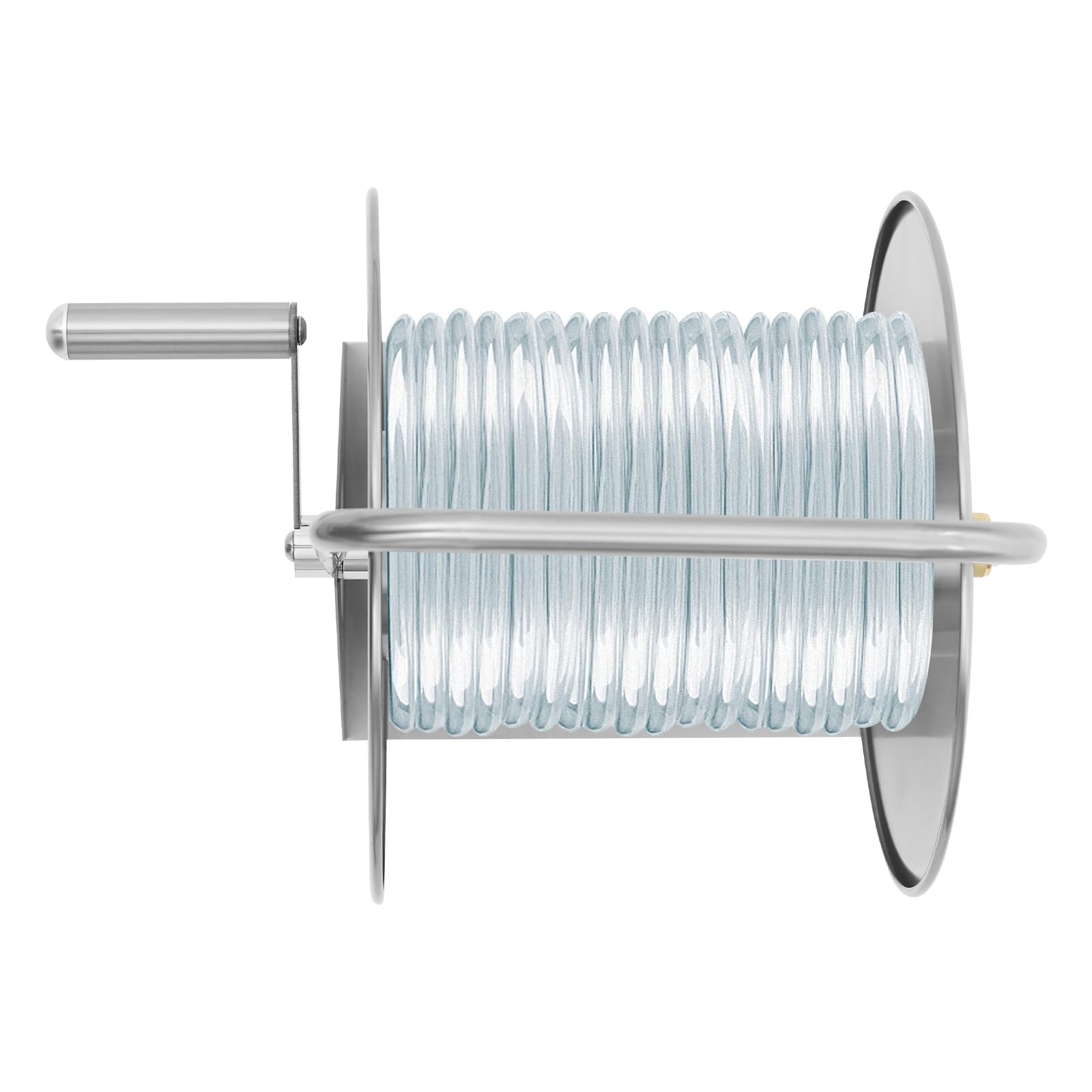 Carrete de manguera de metal, enrollador de manguera vacío, acero inoxidable, tambor para manguera de jardín de 40 m x 16 mm, suelo y pared, adecuado para jardines, patios y terrazas, 27,5 x 20 x 43
