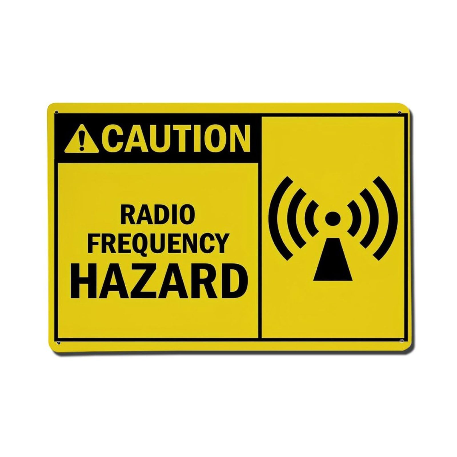 Bliveurn Vintage Caution Radio Frequency Hazard Sign Retro Metal Tin Sign, Metal Poster For Home, Gaming Room, Studio Workshop,Bar,Garage Wall Art Decor 8X12 Inch