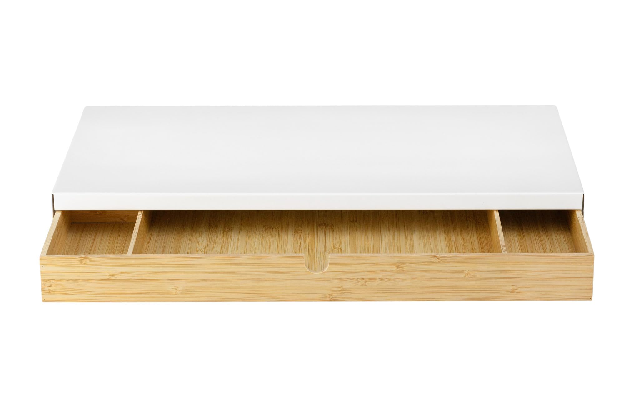 ProTuning ELLOVEN Support d'écran avec tiroir, en aluminium, 47 x 26 x 10 cm, blanc
