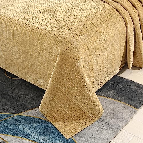 Couvre-lit matelassé de luxe 224x234cm dessus de lit 2 personnes jaune curcuma - 8