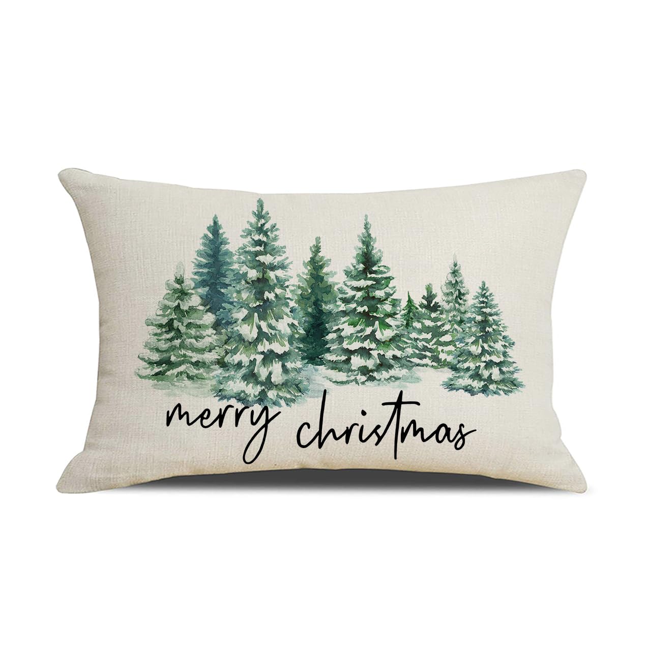 wyooxoo Christmas Pillow Covers 12x20 Inch Christmas Tree Nature Forest Print Decorative Cushion Case Winter Holiday Pillowcase for