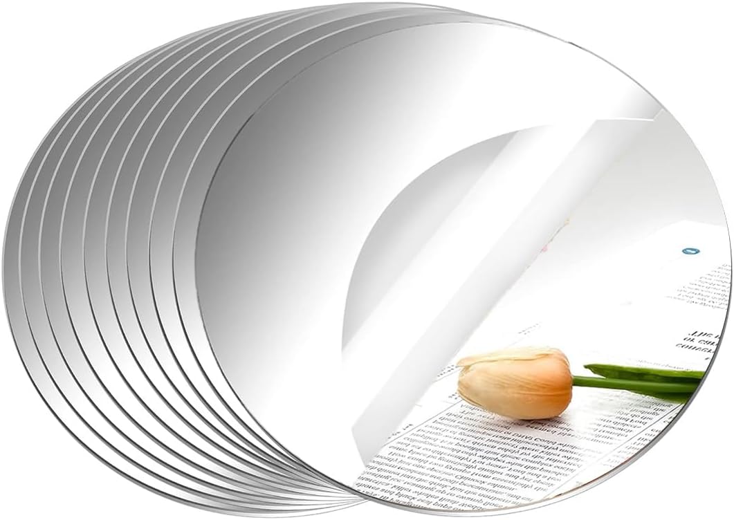 10 Pack Round Mirrors for Centerpieces, 6" Small Circle Mirror Centerpieces for Tables, Mirror Tiles for Wall Table Wedding Centerpieces Mirror Plates for Candle Wedding Decorations (6inch/15cm)