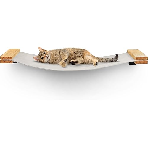 Cat Wall Hammock | Cat Shelf and Perches for Wall | Cat Bridge | Modern Cat Wall Furniture for Indoor Cats | Wall Mounted Cat Hammock Bed for Sleeping, Playing, and Lounging - Cat Shelves
