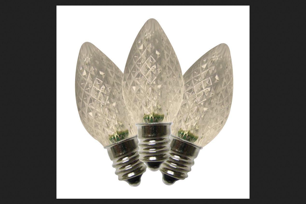 LED C7 Faceted Christmas Light Bulbs Warm White 2 in. 25 pk