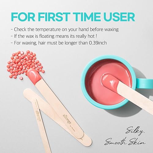 Miniatura 6 de allongs - Kit de cera autodura con calentador de cera de silicona para mujeres, kit de depilación en casa para piel sensible, cejas, bikini,