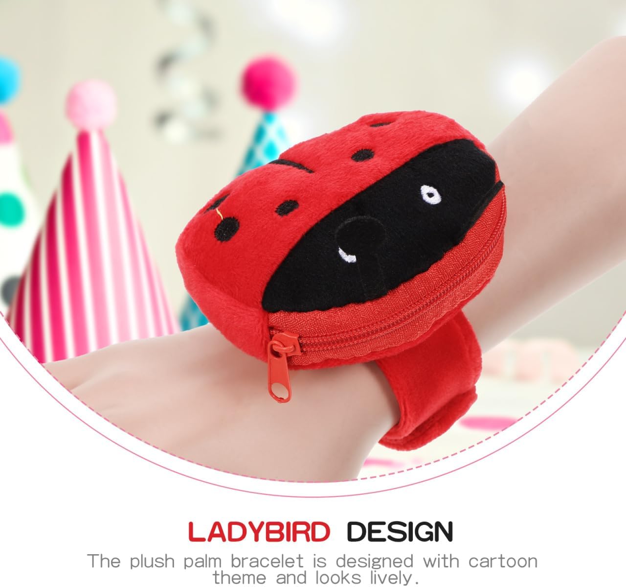 Toyvian Stuffed Animal Slap Bracelet for Kids with Coin Purse Wristband Soft Plush Snap Bracelet Animal Snap Bracelets for Jungle Party Favors and Everyday Use