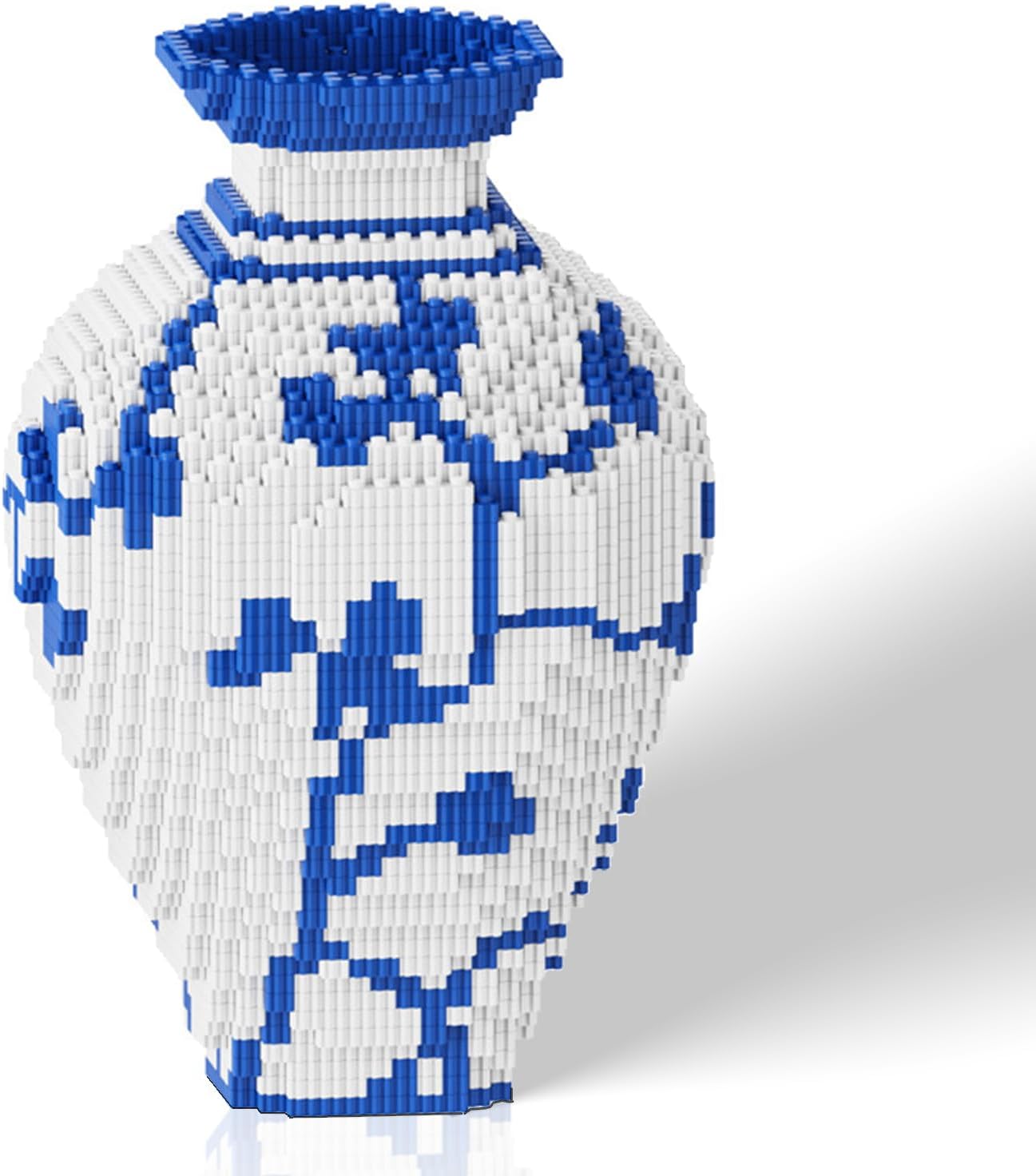 Micro Vase Building Blocks set, Blue & White Ceramic Style 6400PCS (2 sets), Compatible with Lego, 7*7*11″ Creative Flower Building Kit for Home Decor, STEM Birthday Gift for Adults and kids Age 14+