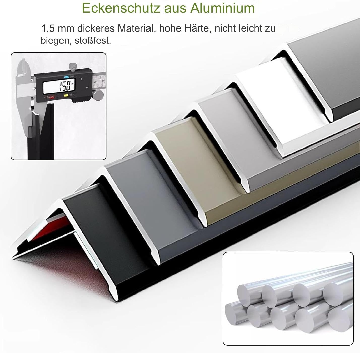 Protecteurs d'angle en Métal Garniture d'angle en Aluminium pour Murs Et Plans De Travail 3 Pièces Longueur : 80/100/120/140/150 Cm Protection De Coin Et Protecteur Mural(L:59.1 W:0.8in)