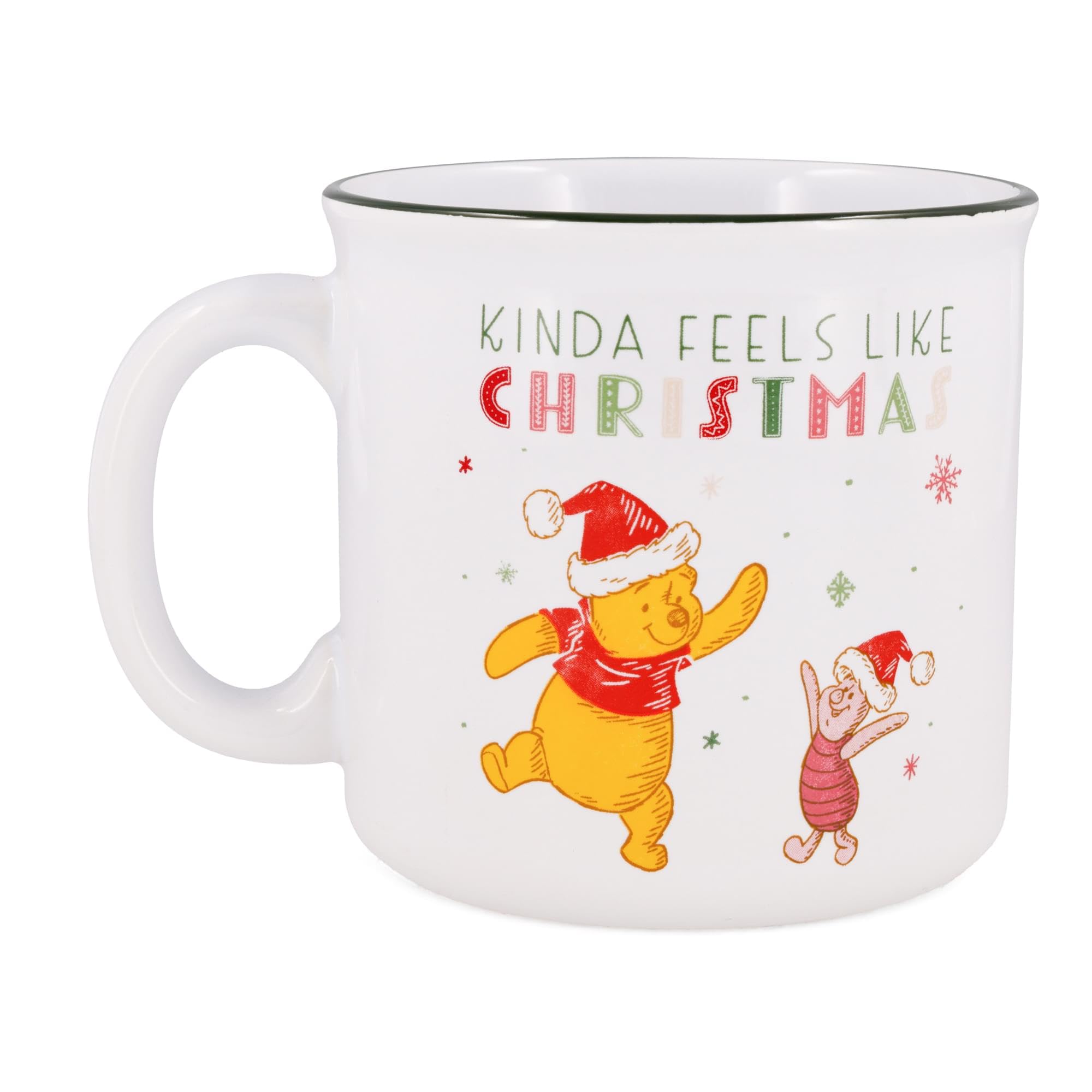 Disney Winnie The Pooh and Piglet Holiday - Taza de café grande de cerámica para té, cacao, bebidas, capacidad para 20 onzas
