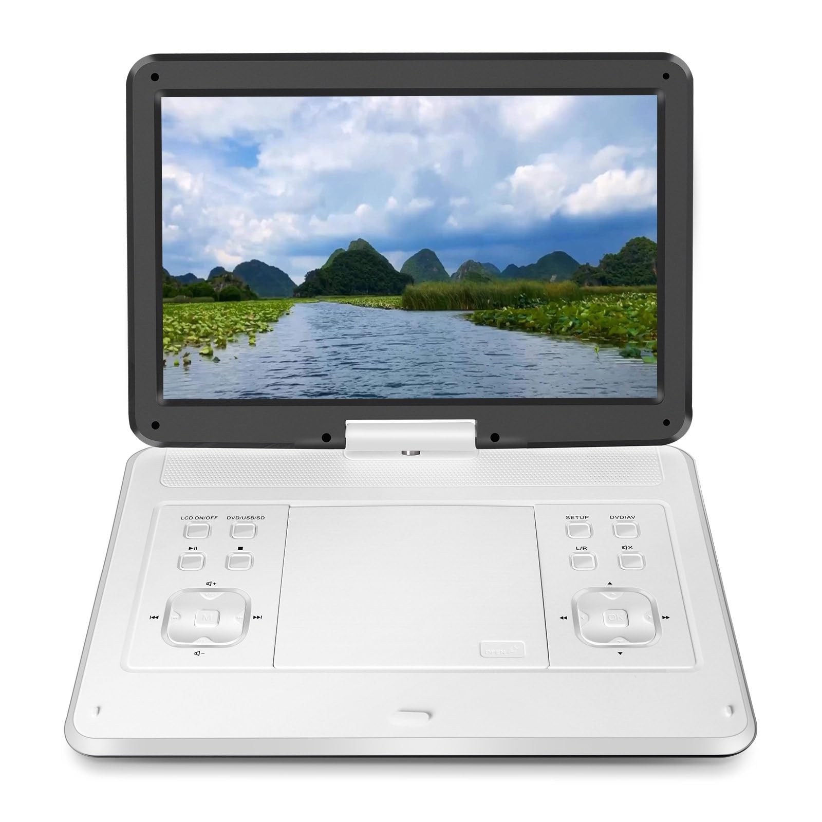 FAXIOAWA Mobile Dvd HD Supporta La Riproduzione di più Formati Lettore CD Portatile Lettore Video Lo Schermo di Grandi Dimensioni può Essere Ruotato di 14,1 Pollici,A