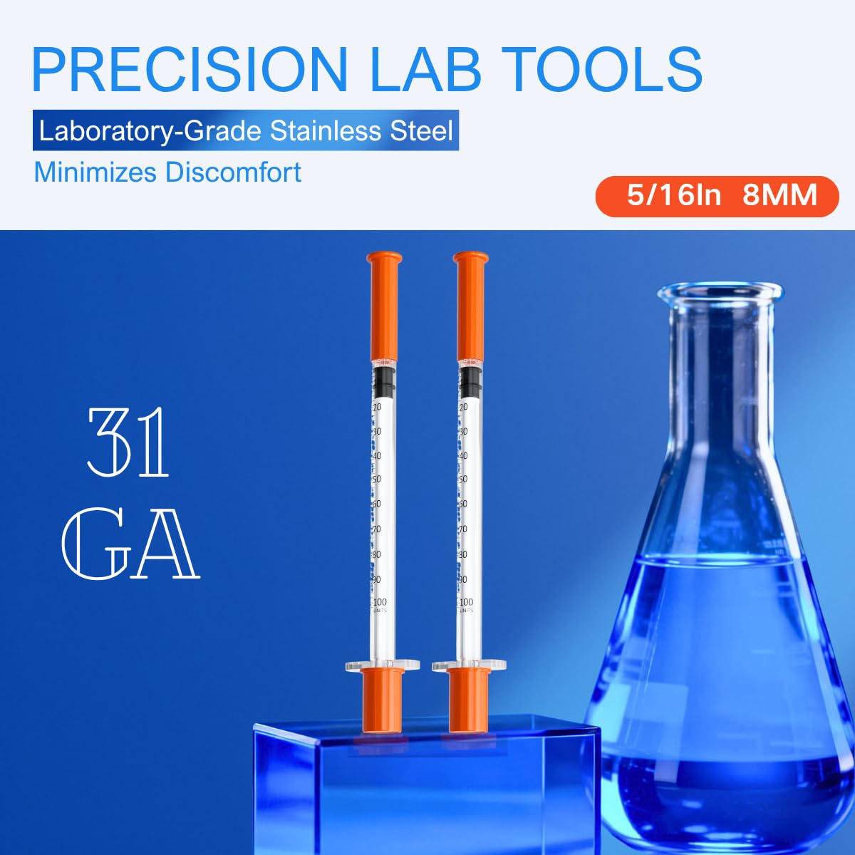 1mL/cc Syringe with 31G 5/16" (8mm) Needle | 100 Individually Wrapped Units | Lab Tools — Amazon image 4
