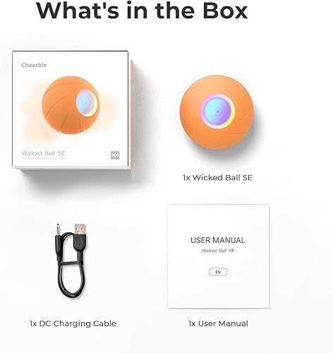 Miniatura 8 de Cheerble Juguete inteligente interactivo para perros, Wicked Ball SE, bola giratoria de rebote automático en movimiento, bola rodante activa para