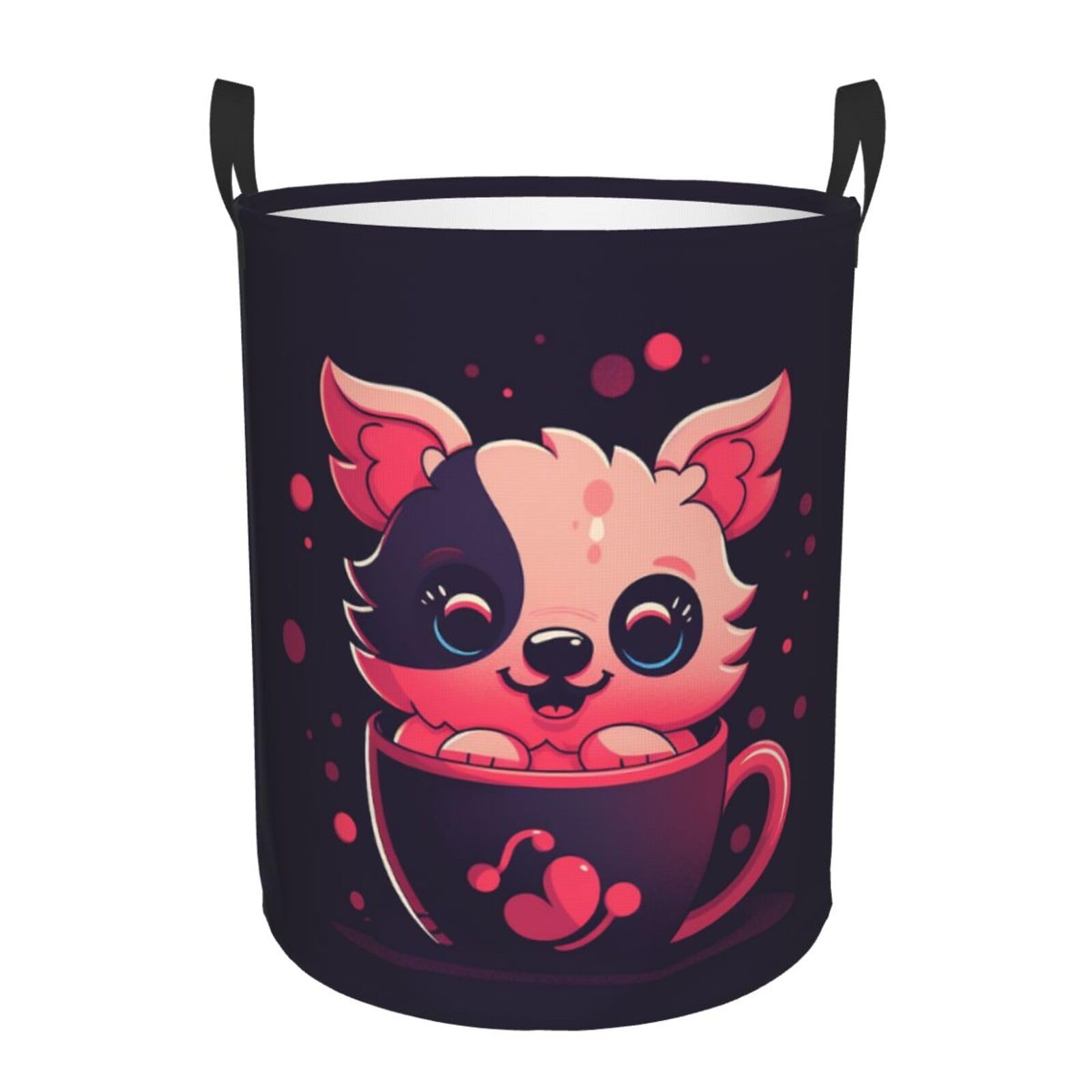 Grand panier à linge pliable imperméable avec motif de chien mignon pour chambre