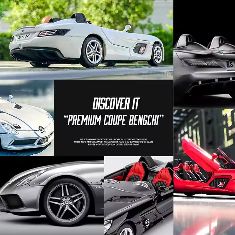 Image of Alokik Enterprise Compatible for 1:32 Mercedees-Benz SLR Toy Car Model, Diecast Collectible Pull Back Model Car with Sound and Light, Toy Gift Vehicles for Adults Kids Boys Girls【Color As Per Stock】