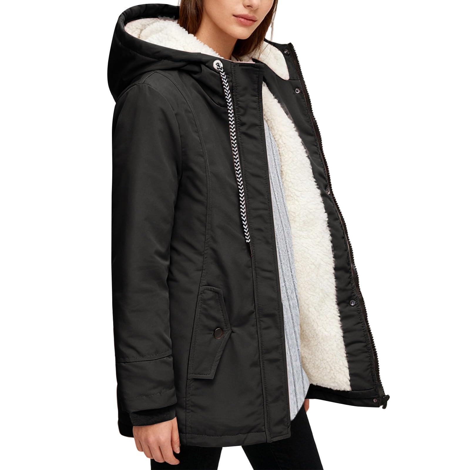 Chaqueta con capucha y forro polar, cortavientos, estilo softshell, ideal para otoño e invierno, cálida y cómoda.