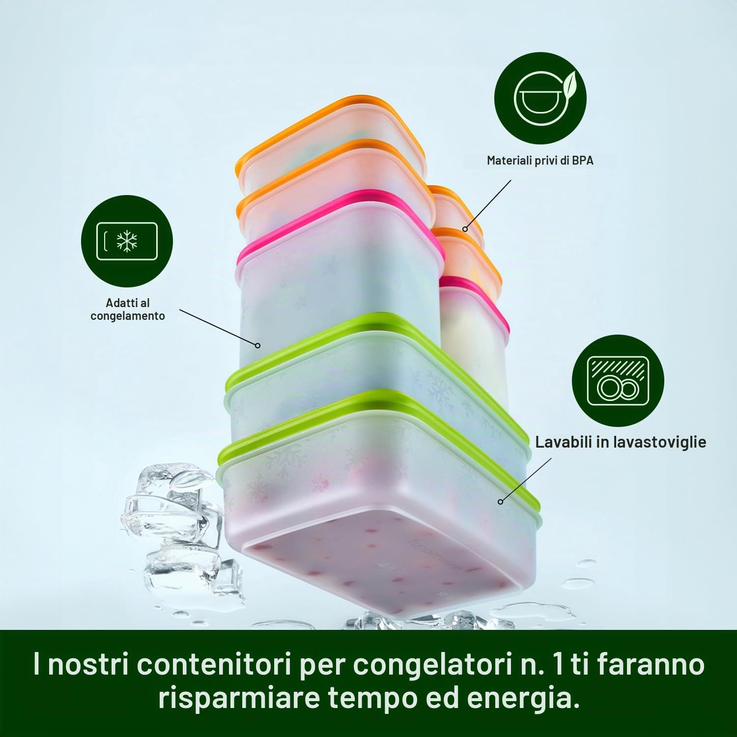 Tupperware Freezer Mates Gen II - Set di contenitori per alimenti, lavabili in lavastoviglie e senza BPA, 8 contenitori + 8 coperchi)