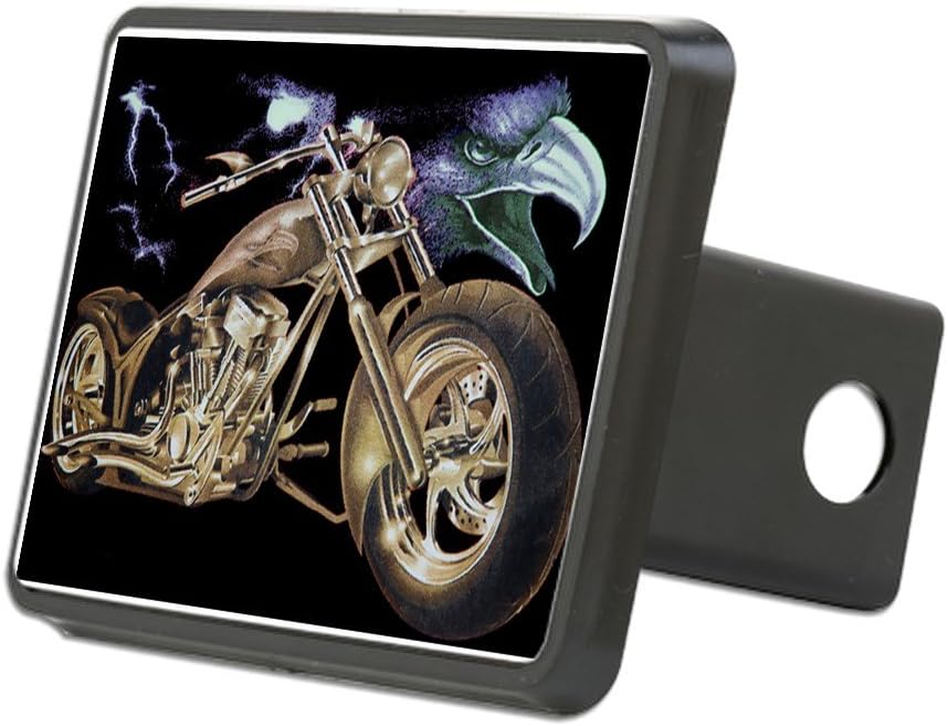 Rectangular Hitch Cover Eagle Lightning and Motorcycle