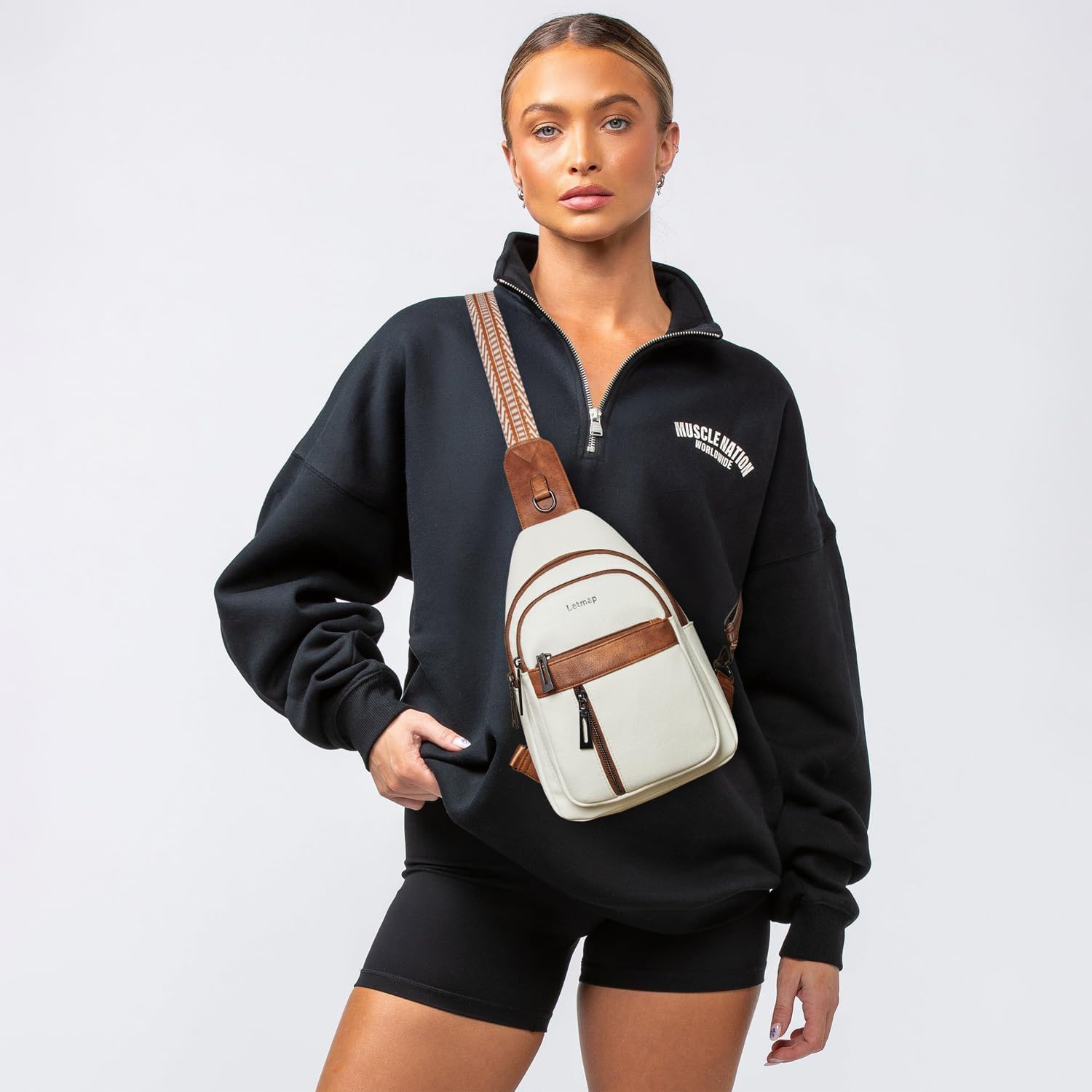 7L Sling Bag For Women Men Backpack Fanny Pack Crossbody Chest Travel Shoulder Belt Bags Purse Handbag PU Leather - Image 2