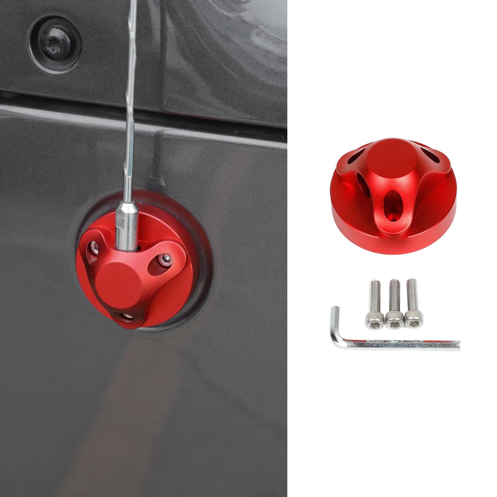 Black Aluminum Radio Antenna Base Cover For 07-21 Jeep Wrangler JL/JLU