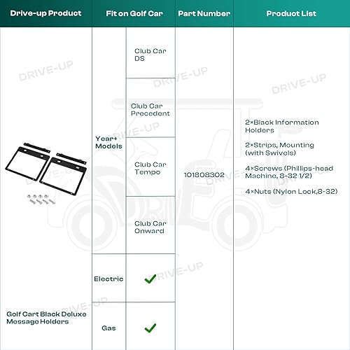 Miniatura 6 de Drive-up Carrito de golf Negro Deluxe Mensaje Titular para Club Car Modelos 101808302