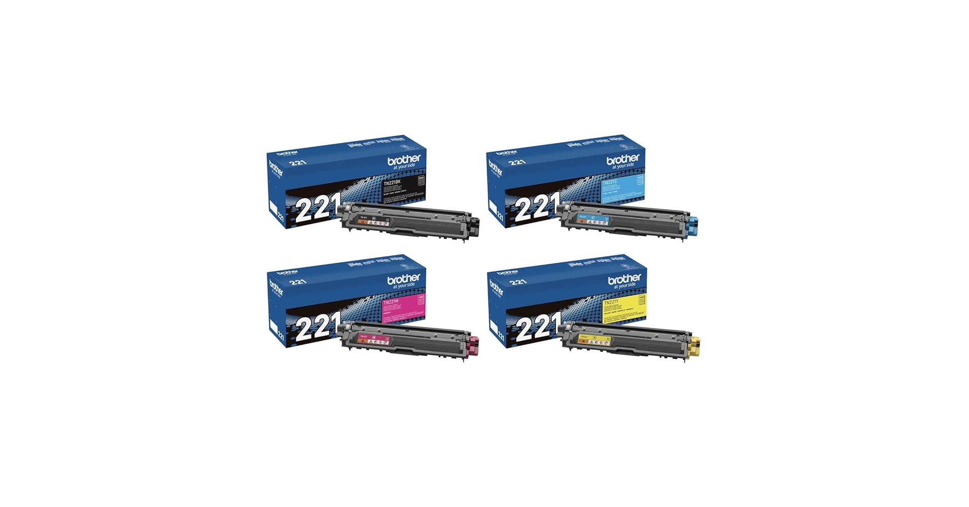 TN221 ブラック×2 マゼンタ×1 イエロー×1 Amazon.com: Brother Genuine TN221BK, TN221C, TN221M, TN221Y
