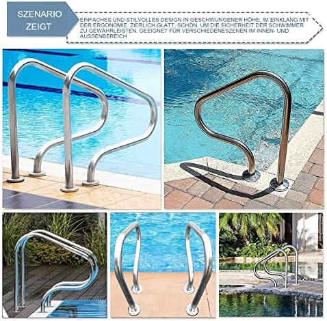 Easy Mount Swimming Pool Handrail - Braced Grab Rail with Self-Tapping Screws for Secure Installation in Garden & Backyard Pools - Safety & Stability Guaranteed