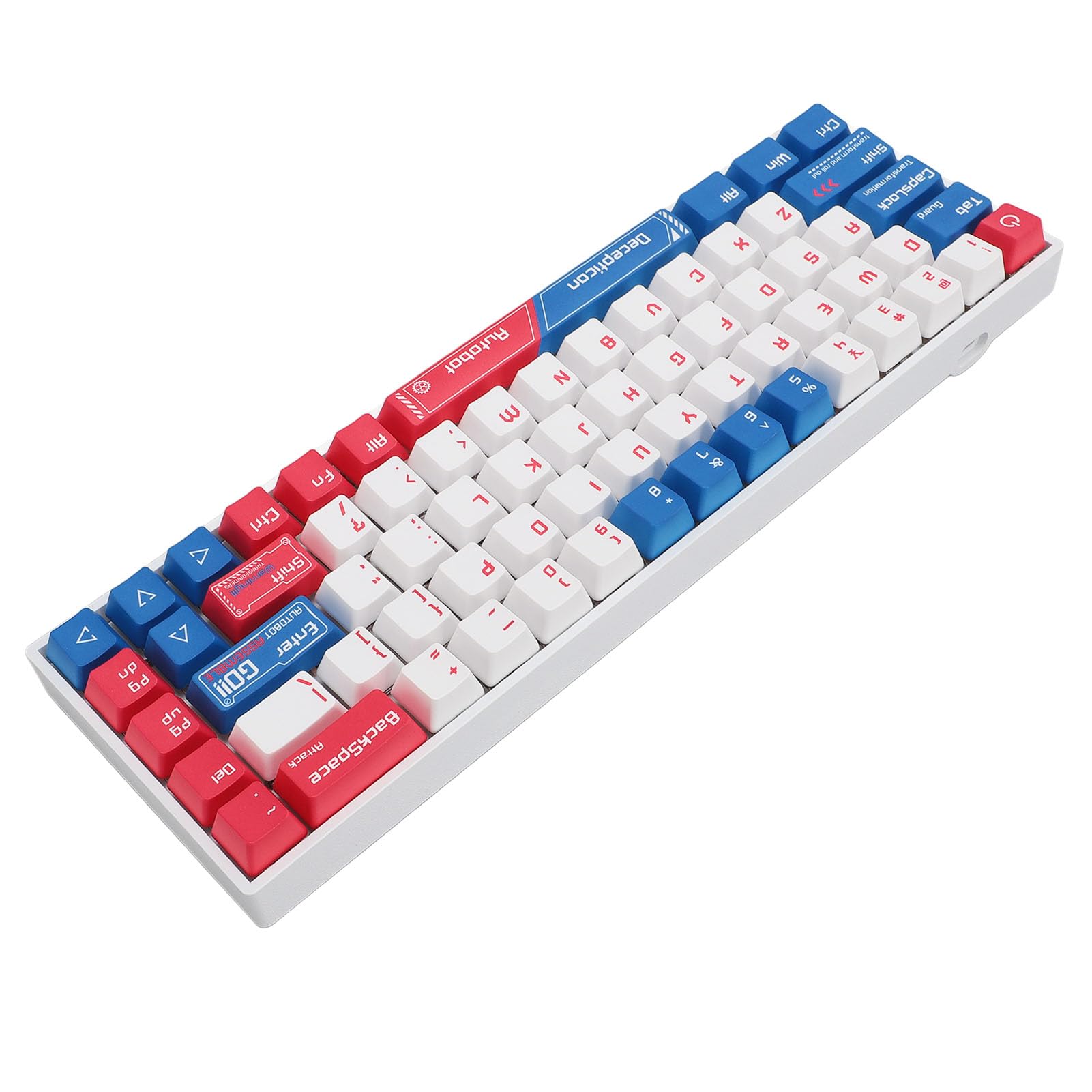 Dpofirs Tastiera da gioco meccanica wireless RGB 68 tasti, design compatto, tastiera switch rossa per Wins10, custodia bianca