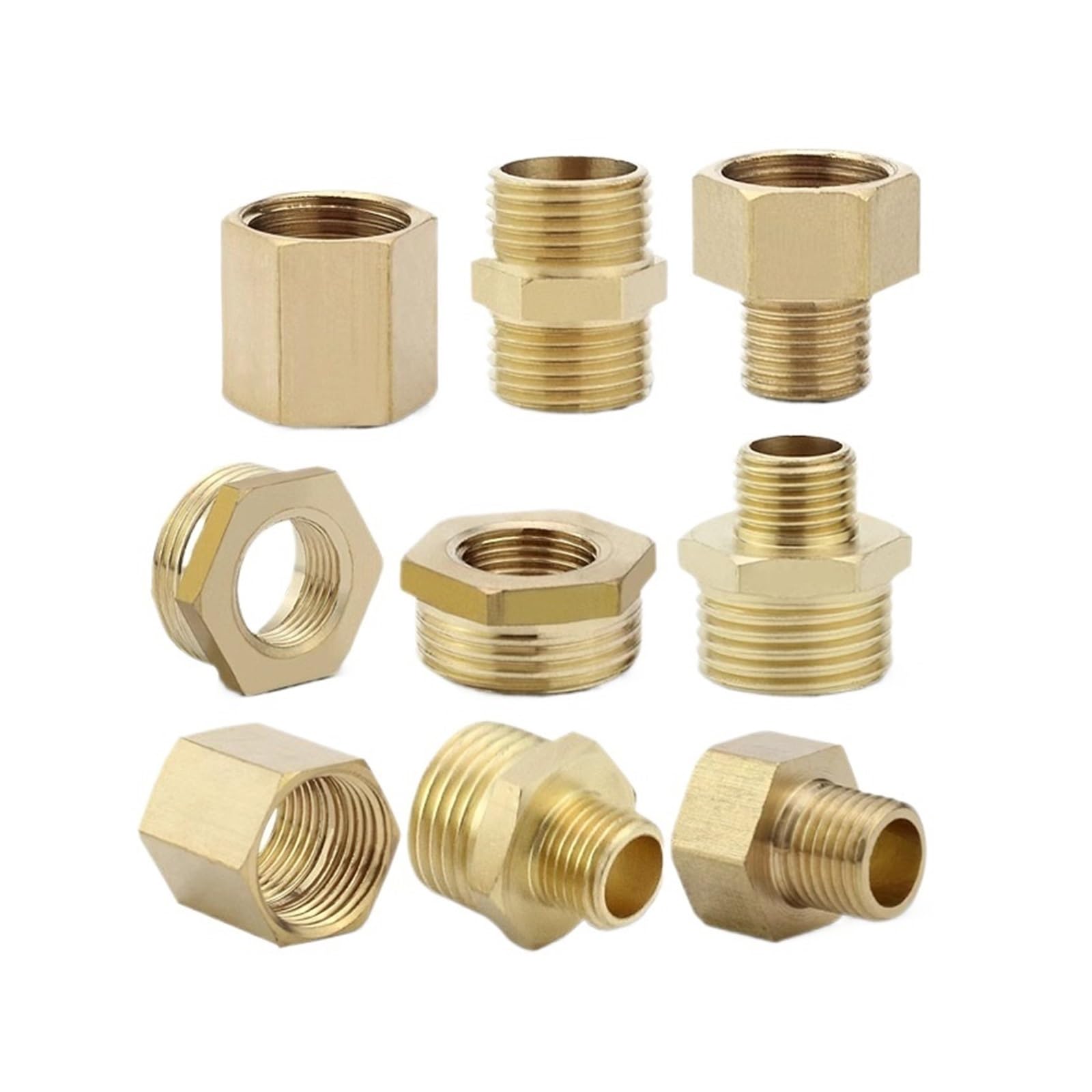 Casquillo hexagonal reductor de latón para reparar fugas en uniones de rosca