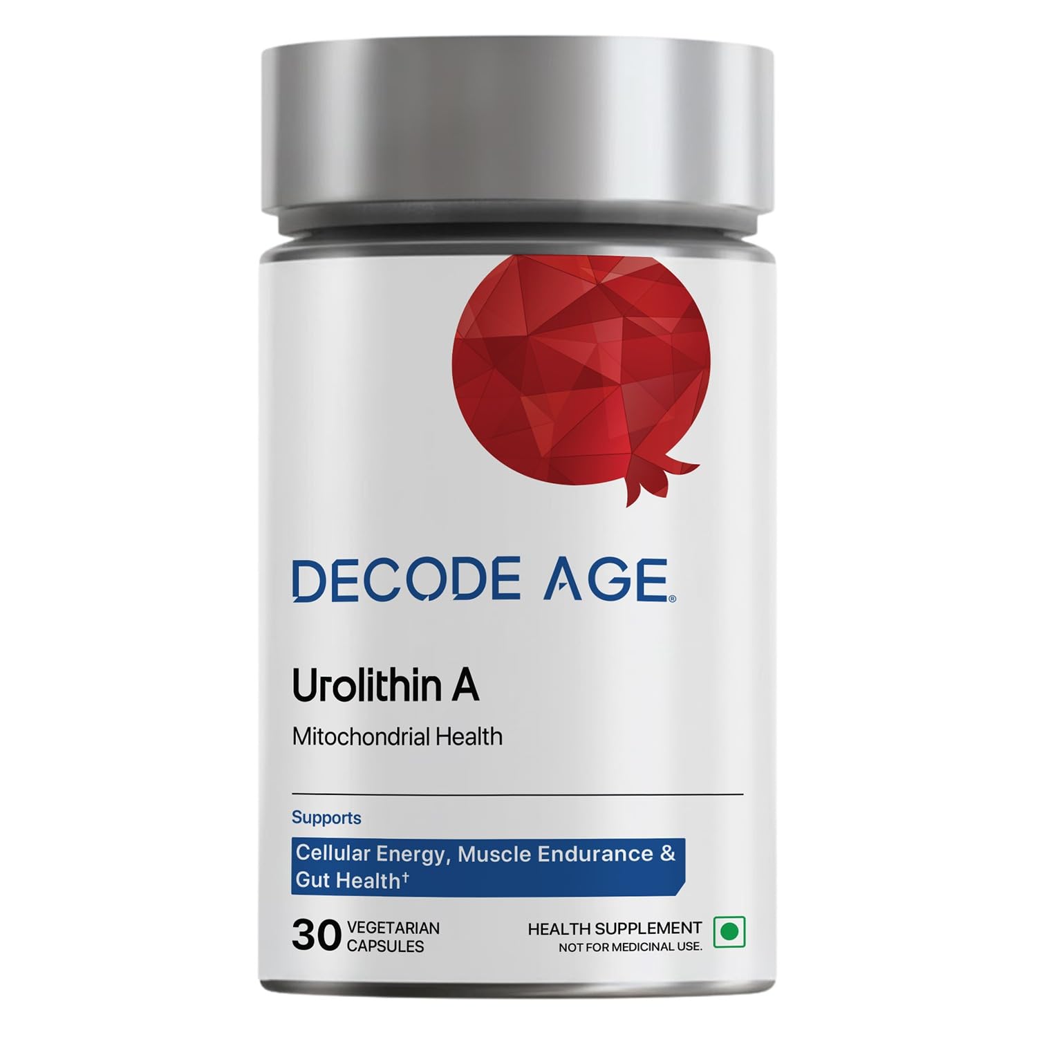 Decode Age Urolithin A 500 mg | Clinically Studied Longevity Supplement for Strength, Endurance & Cellular Renewal | Non-GMO | Urolithin A Supplement for Men and Women