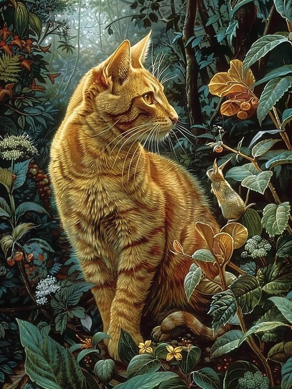 VAIIEYO Diamond Art Painting Cat, Diamond Art Kits for Adults Animal, Paint with Round Full Drill Crystal Rhinestone Diamonds Gem Art for Home Wall Decoration Gift 12X16 Inch-1259