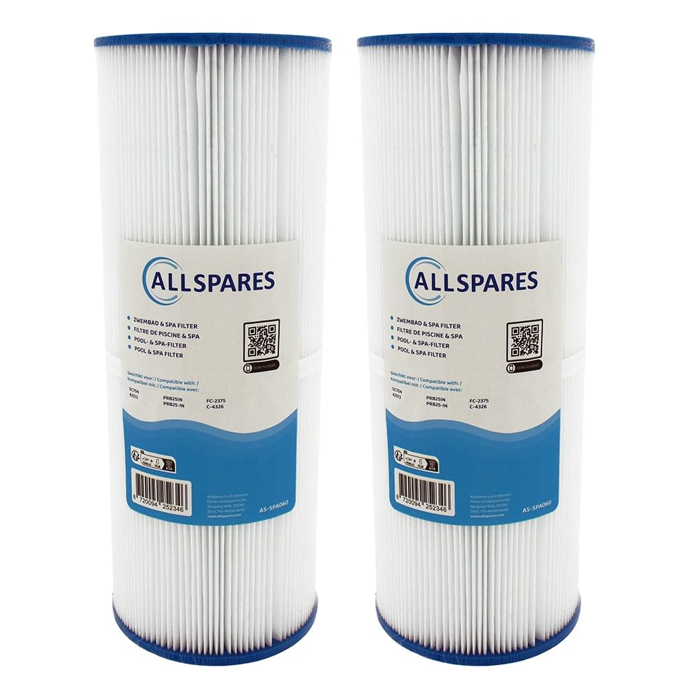 AllSpares Cartouche filtrante Spa pour Bain à remous SC704, 42513, C-4326, RD25, PRB25-IN, FC-2375 | Pentair R173434 | Waterway 817-5000 | Ø 130 x 340 mm