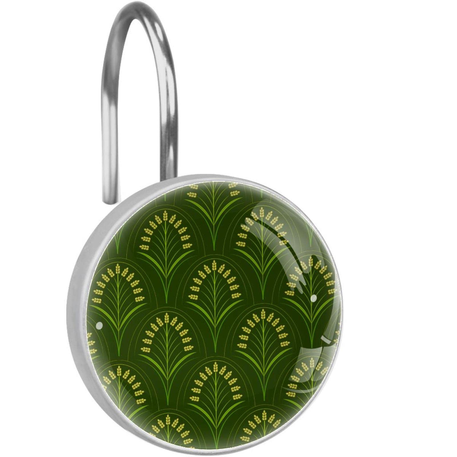 Crochets rideau de douche inox lot de 12 qualite premium design champ de riz vert
