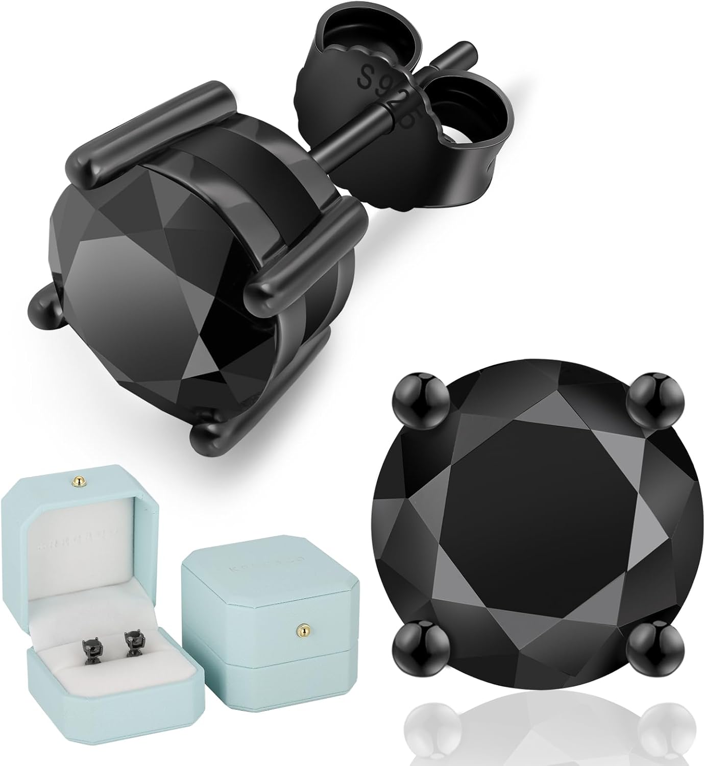 KRKC&CO Moissanite Earrings for Men, Gift for Him, Gold/Black/White Earrings Studs, S925 Sterling Silver Hypoallergenic, Dazzling, 4-Prong, 1.2-3.0CT, D Color, VVS1 - Image 9