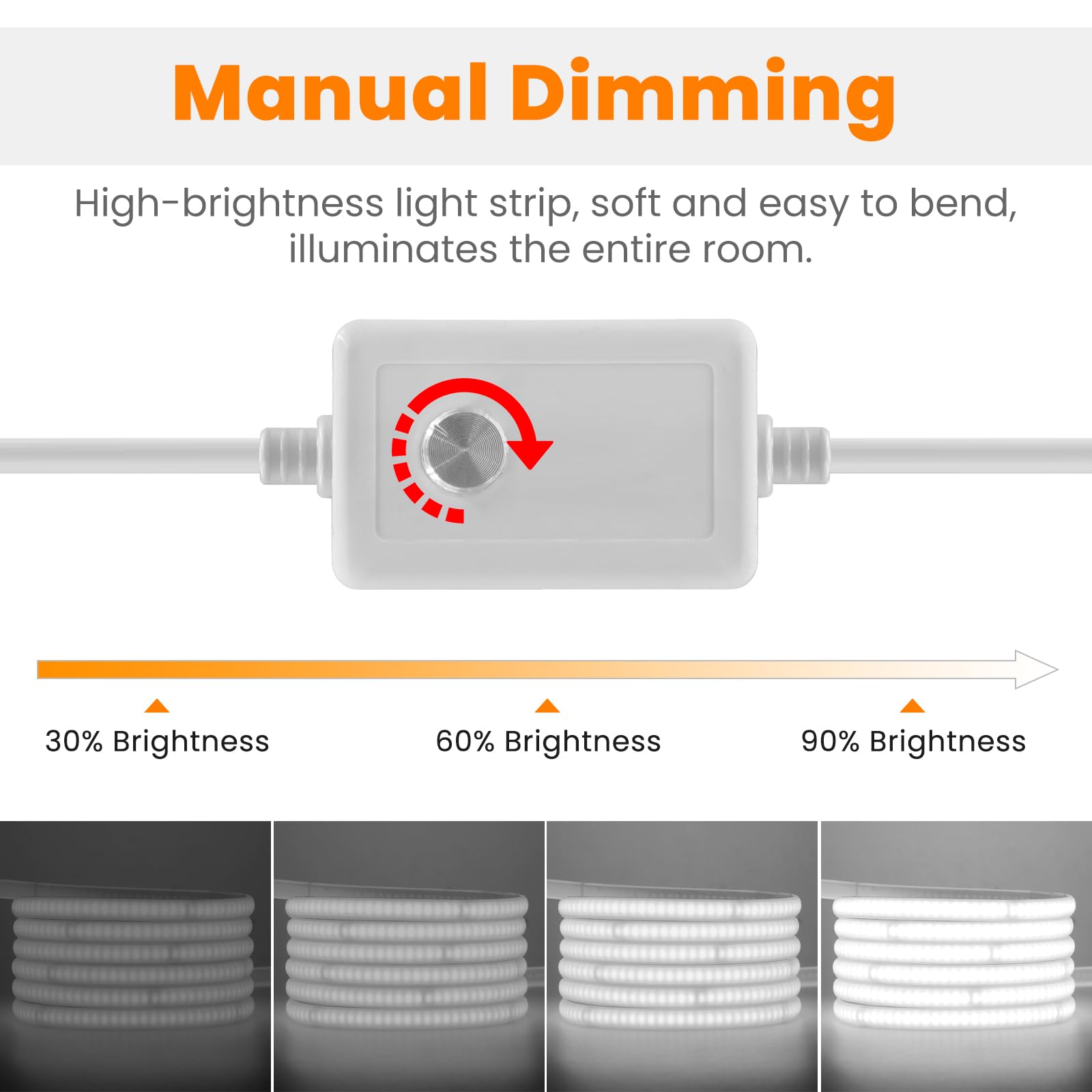 Tira LED Neón COB Regulable 220V [25M, Blanco 6000-6500K], IP65 Impermeable Flexible, 320 LEDs/m Tira LED FCOB CRI85+, Cortable cada 10cm, Decoración para Hogares y Tiendas