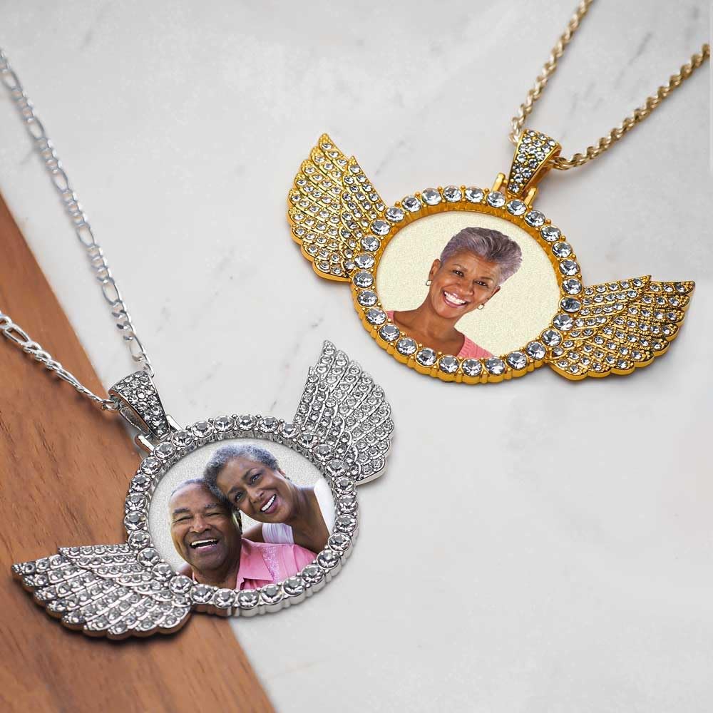 PicturesOnGold.com Photo Engraved Cubic Zirconia Angel Pendant in Size 2-1/2 x 2-1/2 Inch - Image 6