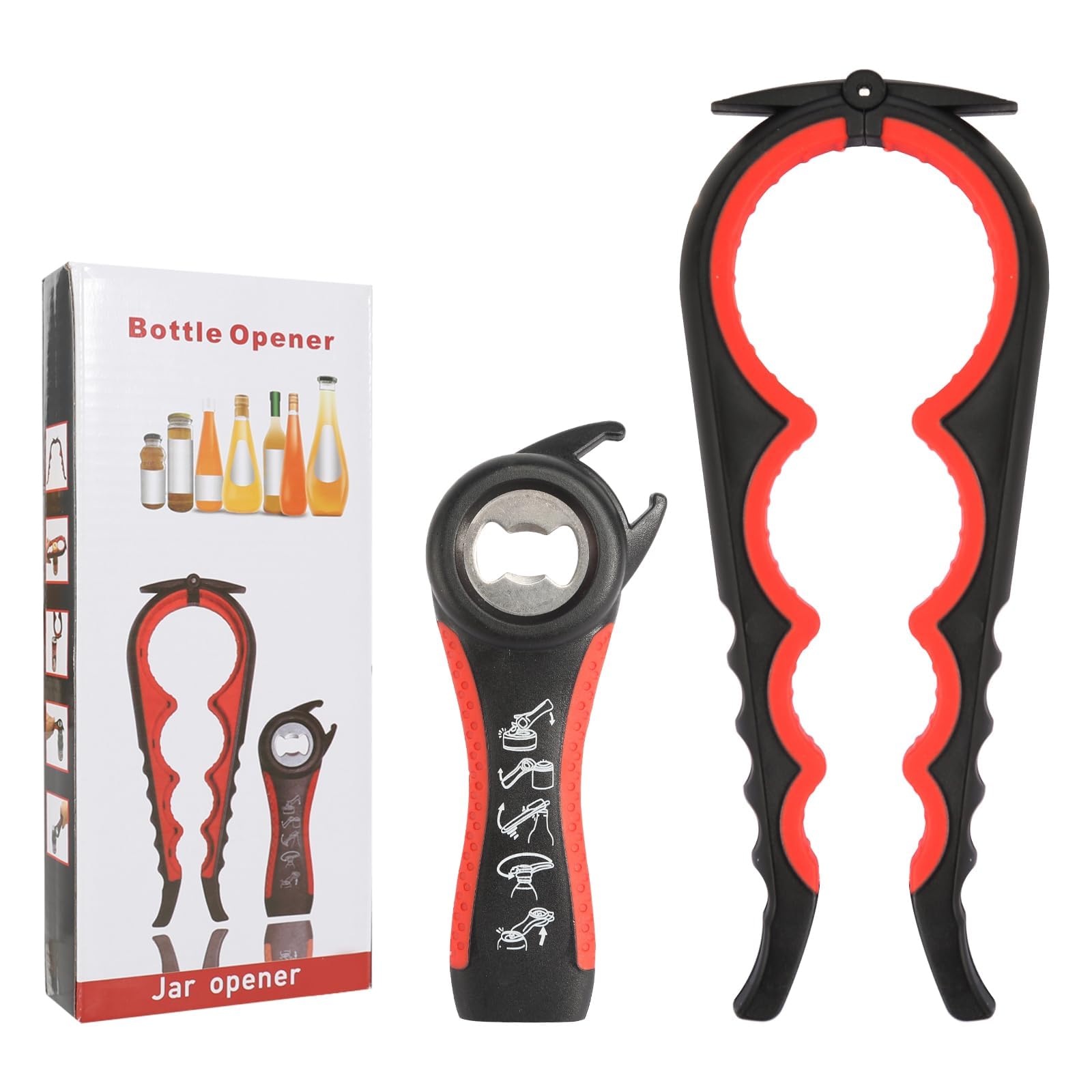 Multifunktions Flaschenöffner für Alle Dosen und Gläsern, Flaschenöffner für Senioren Papa Schraubdeckelöffner Glasöffner Deckelöffner Dosenöffner Manuell Flaschen öffner für Schraubgläser Praktisch
