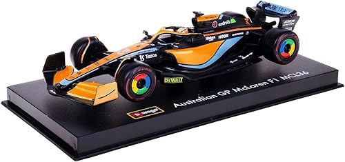 Miniatura 2 de McLaren MCL36#3 Daniel Ricciardo Formula One F1 GP de Australia (2022) con vitrina 143 modelo de coche fundido a presión por Bburago 38064DR